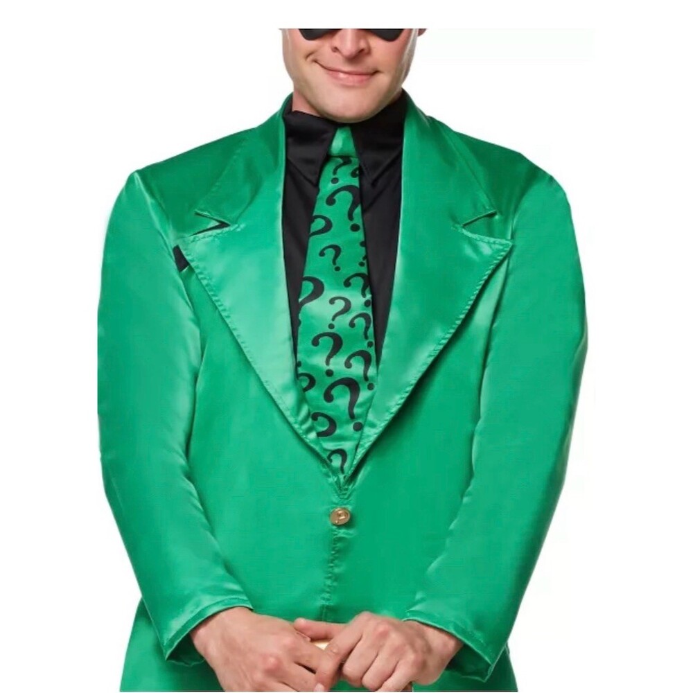 Batman The Riddler Costume Jacket Mens One Size Green w/ Tie & Shirt Front Large